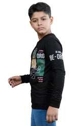 Black Abstract Graphic Boys Sweatshirt